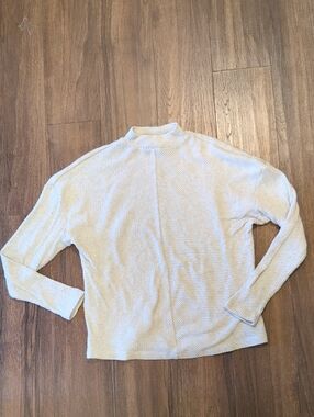 Women's Cream Ribbed Mock Neck Sweater